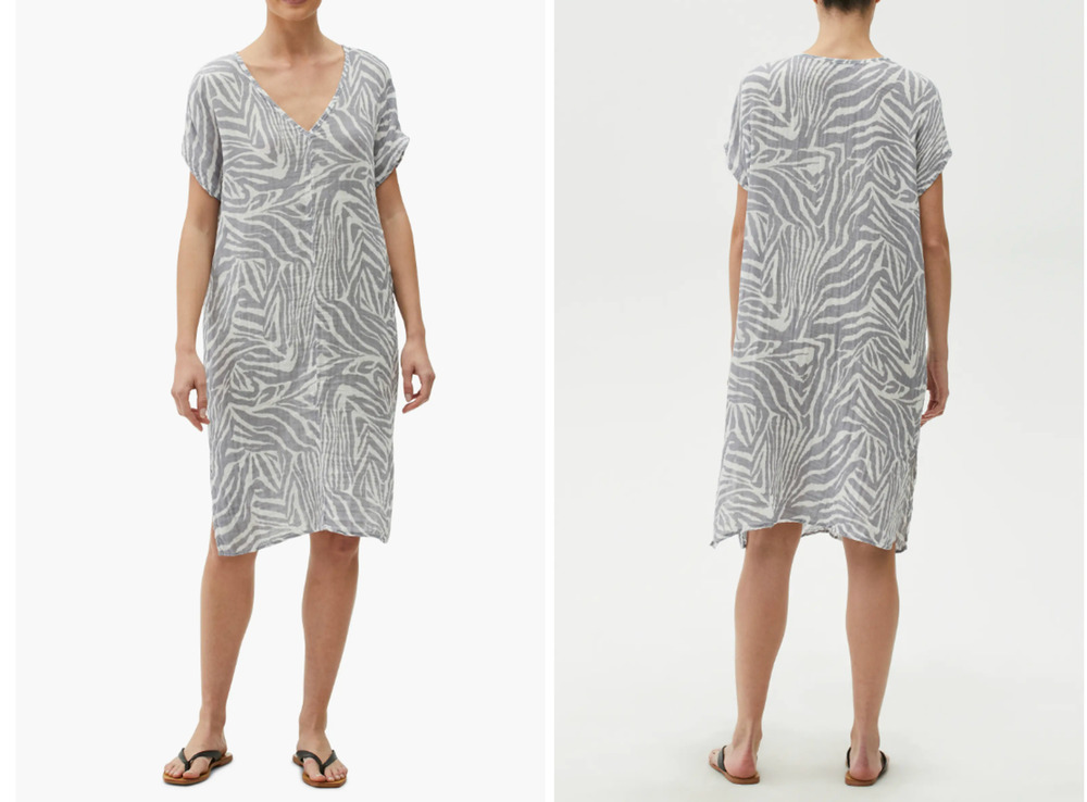 Michael Stars Los Angeles Louie Short V-Neck Gauze Dress S Classic Comfort